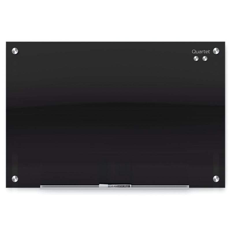 Quartet Magnetic Dry Erase Board, 24" x 18" Glass Whiteboard for Wall, Infinity, Black (G2418B) - Image 1